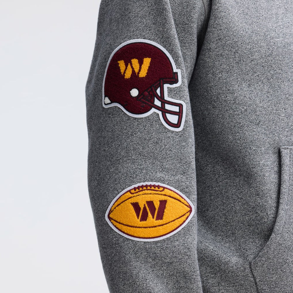 Washington Commanders IconicFleece Letterman Hoodie Athletic Heather Gray