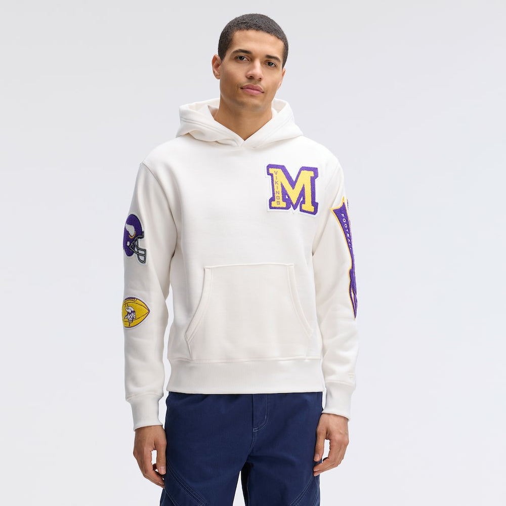 Minnesota Vikings IconicFleece Letterman Hoodie Oatmeal