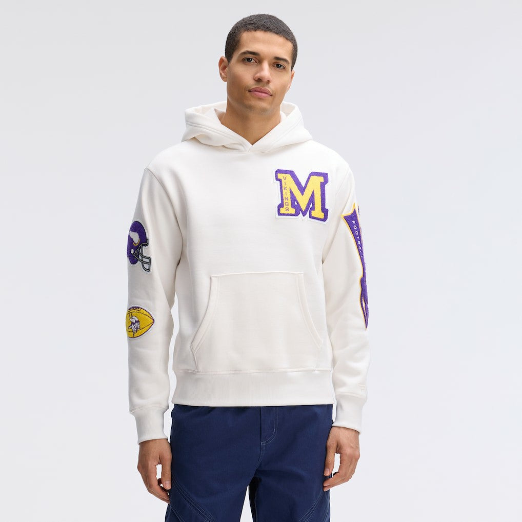 Minnesota Vikings IconicFleece Letterman Hoodie Oatmeal
