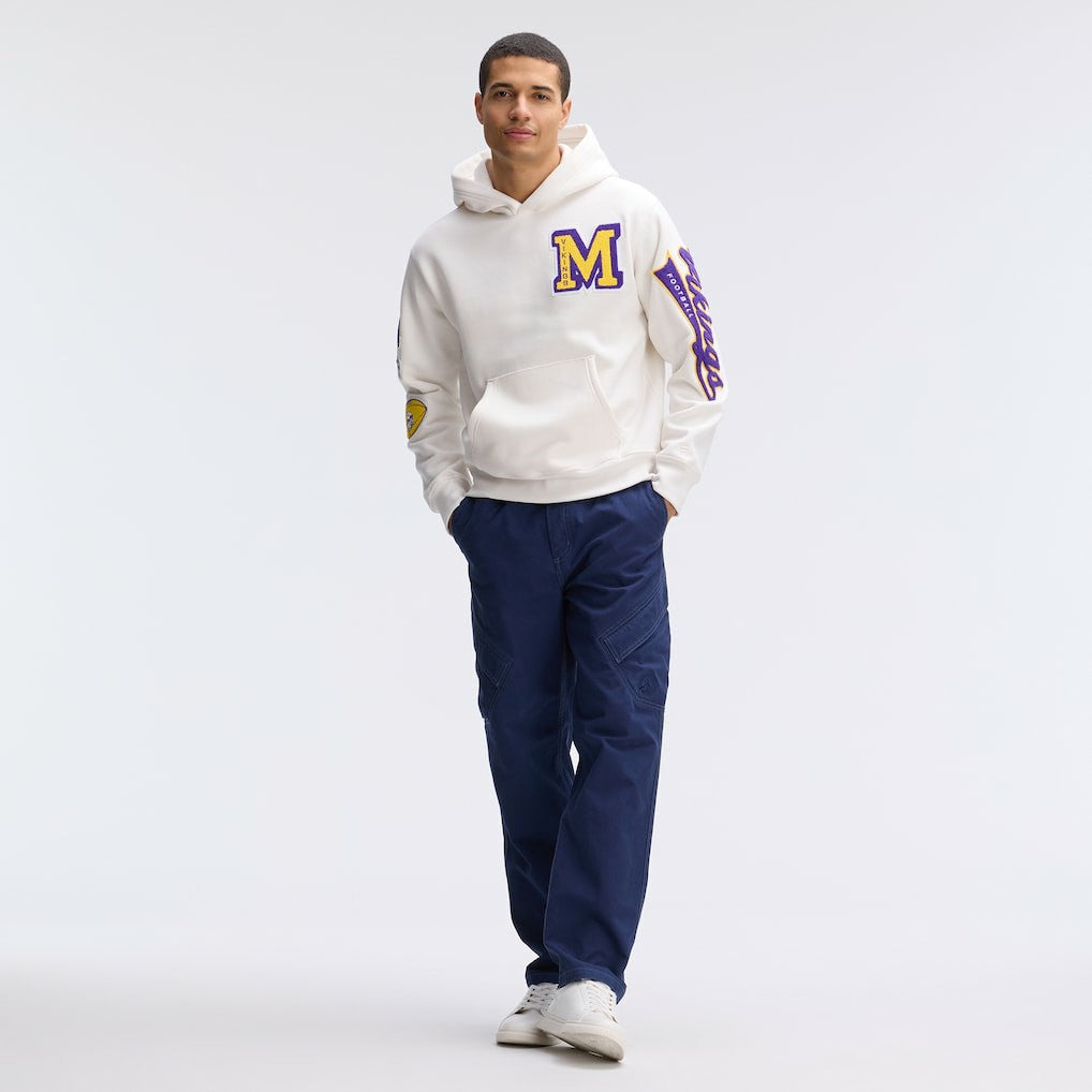 Minnesota Vikings IconicFleece Letterman Hoodie Oatmeal