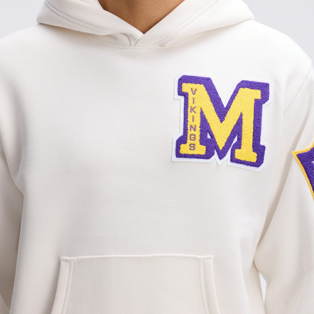Minnesota Vikings IconicFleece Letterman Hoodie Oatmeal