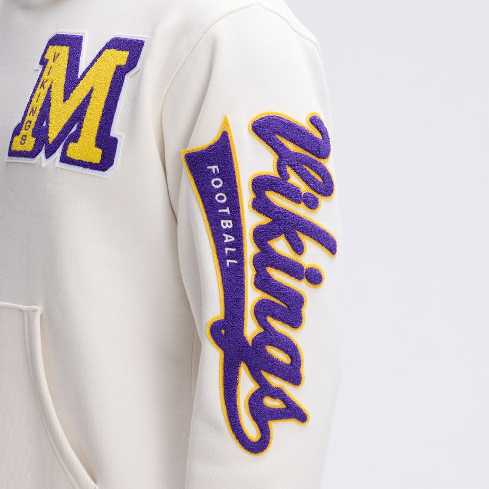 Minnesota Vikings IconicFleece Letterman Hoodie Oatmeal