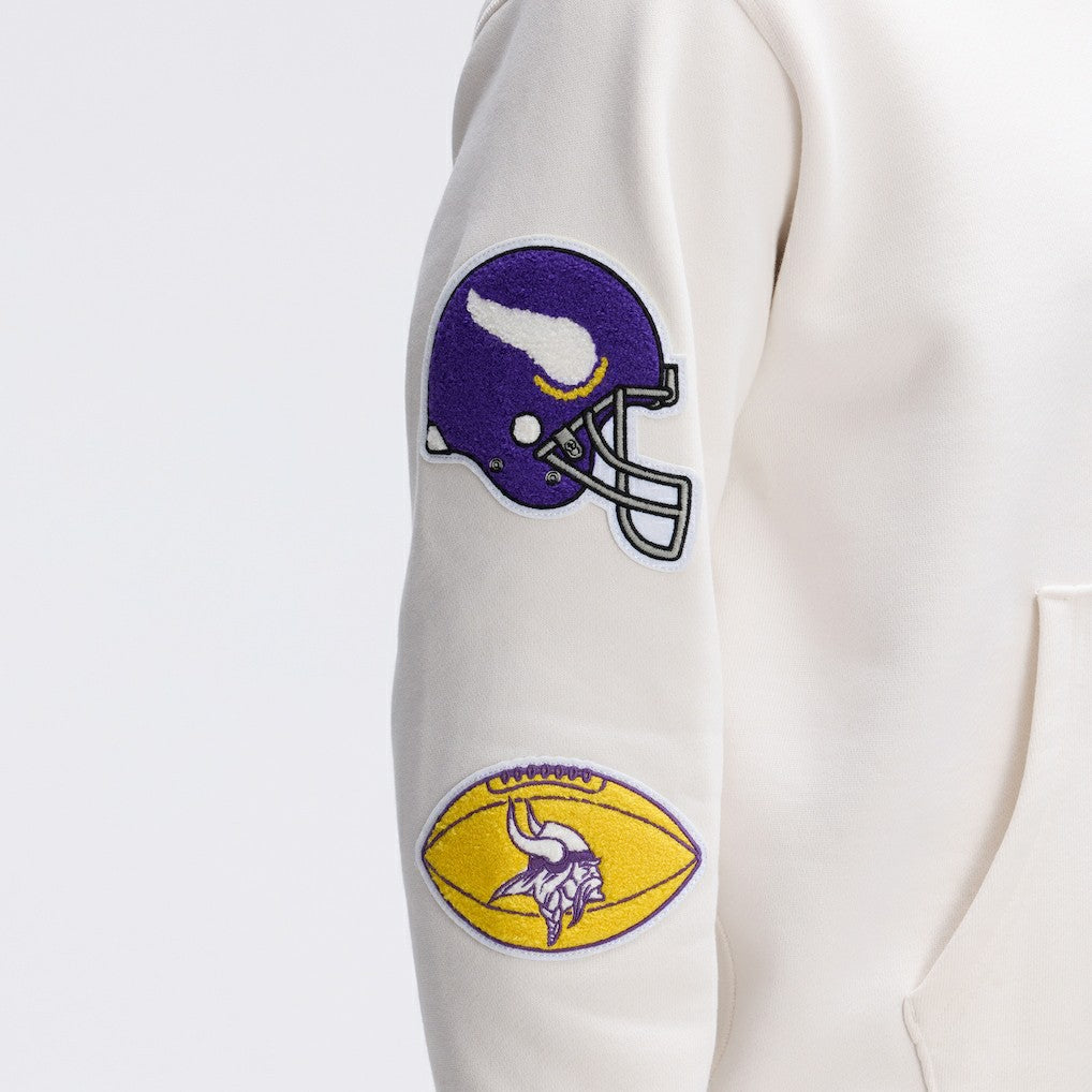 Minnesota Vikings IconicFleece Letterman Hoodie Oatmeal