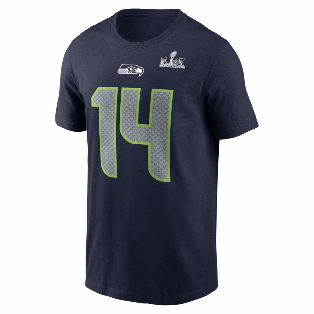 Sam Darnold Seattle Seahawks Super Bowl LX Patch Name & Number T-Shirt College Navy