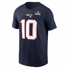 Drake Maye New England Patriots Super Bowl LX Patch Name & Number T-Shirt Navy