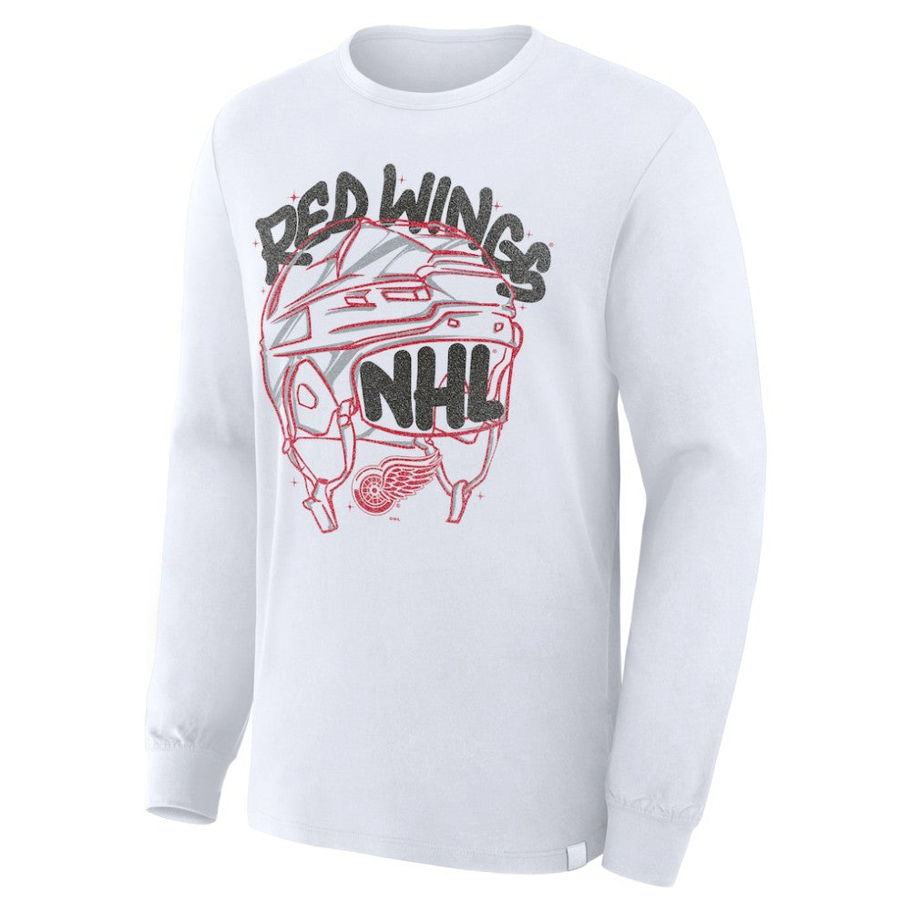 NHL Detroit Red Wings Fanatics Star Helmet Legacy Long Sleeve T-Shirt - White