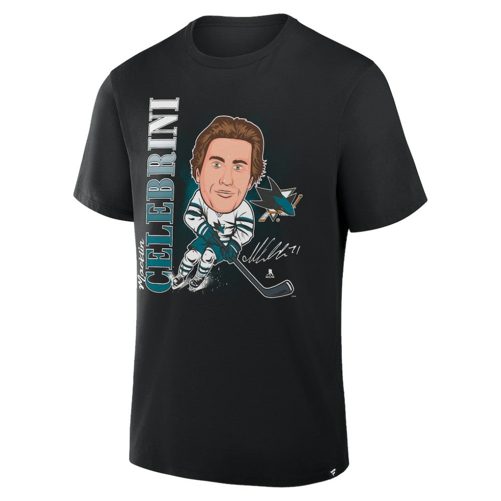 NHL Macklin Celebrini San Jose Sharks Fanatics Caricature Player T-Shirt - Black