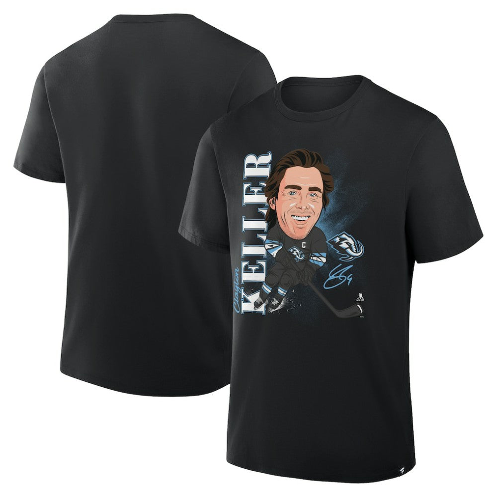 NHL Clayton Keller Utah Mammoth Fanatics Caricature Player T-Shirt - Black