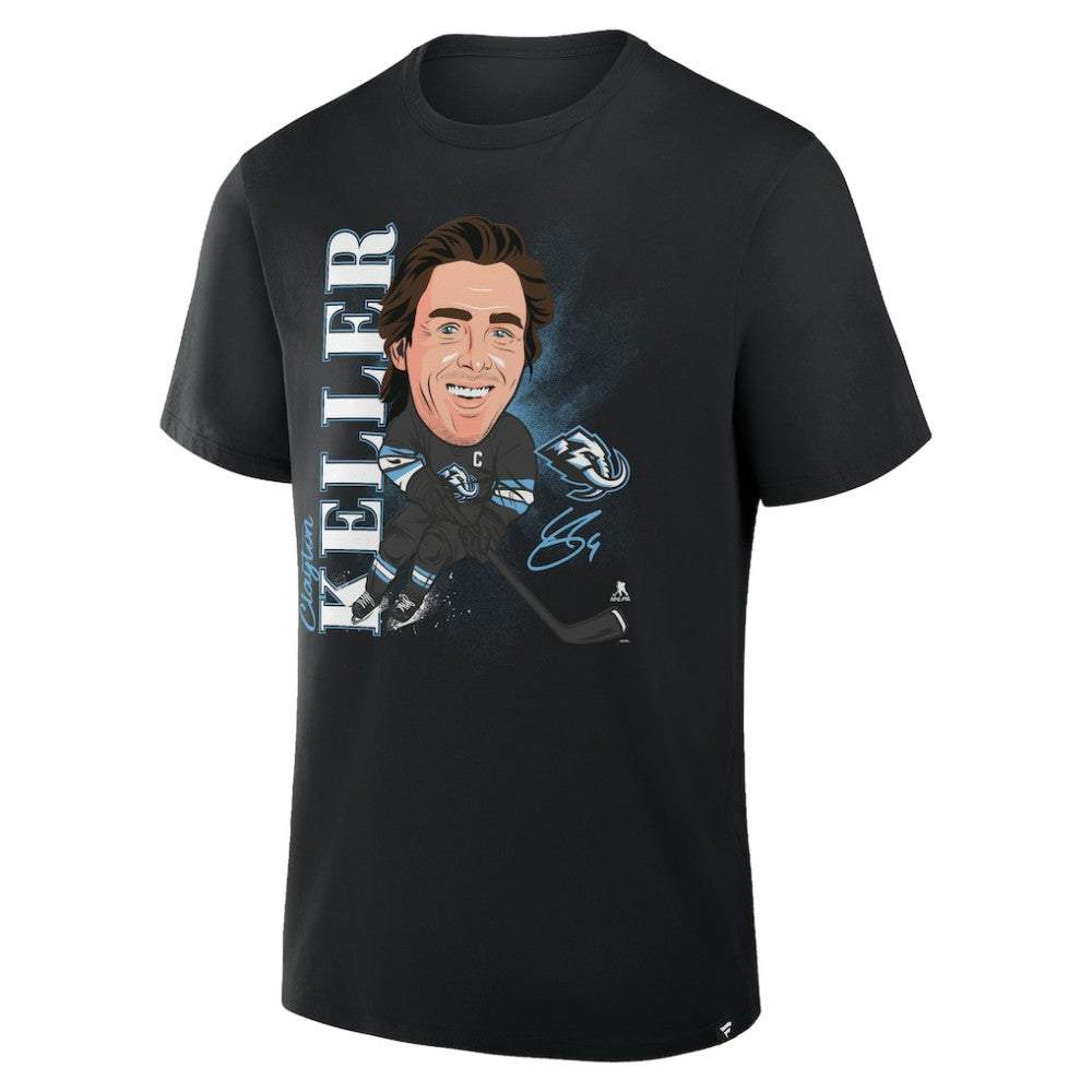 NHL Clayton Keller Utah Mammoth Fanatics Caricature Player T-Shirt - Black