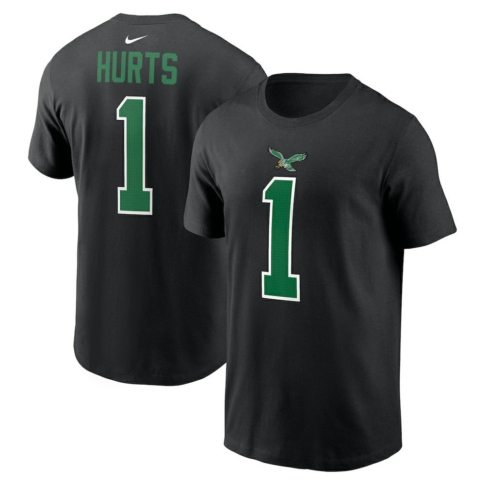 Jalen Hurts Philadelphia Eagles Player Name & Number T-Shirt Black