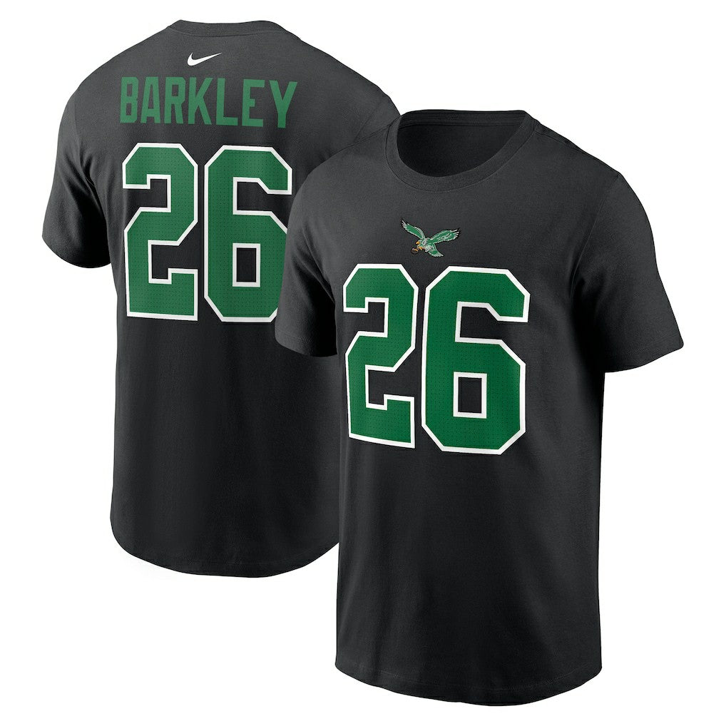 Saquon Barkley Philadelphia Eagles Player Name & Number T-Shirt Black