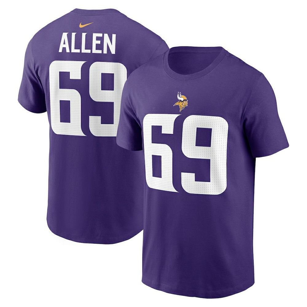 Jared Allen Minnesota Vikings Retired Player Name & Number T-Shirt Purple