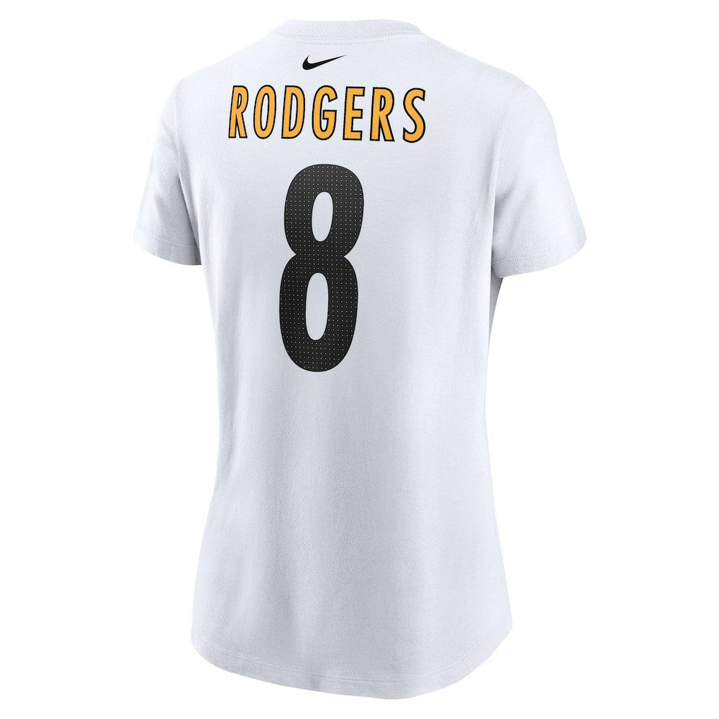 Aaron Rodgers Pittsburgh Steelers Women's Name & Number T-Shirt White