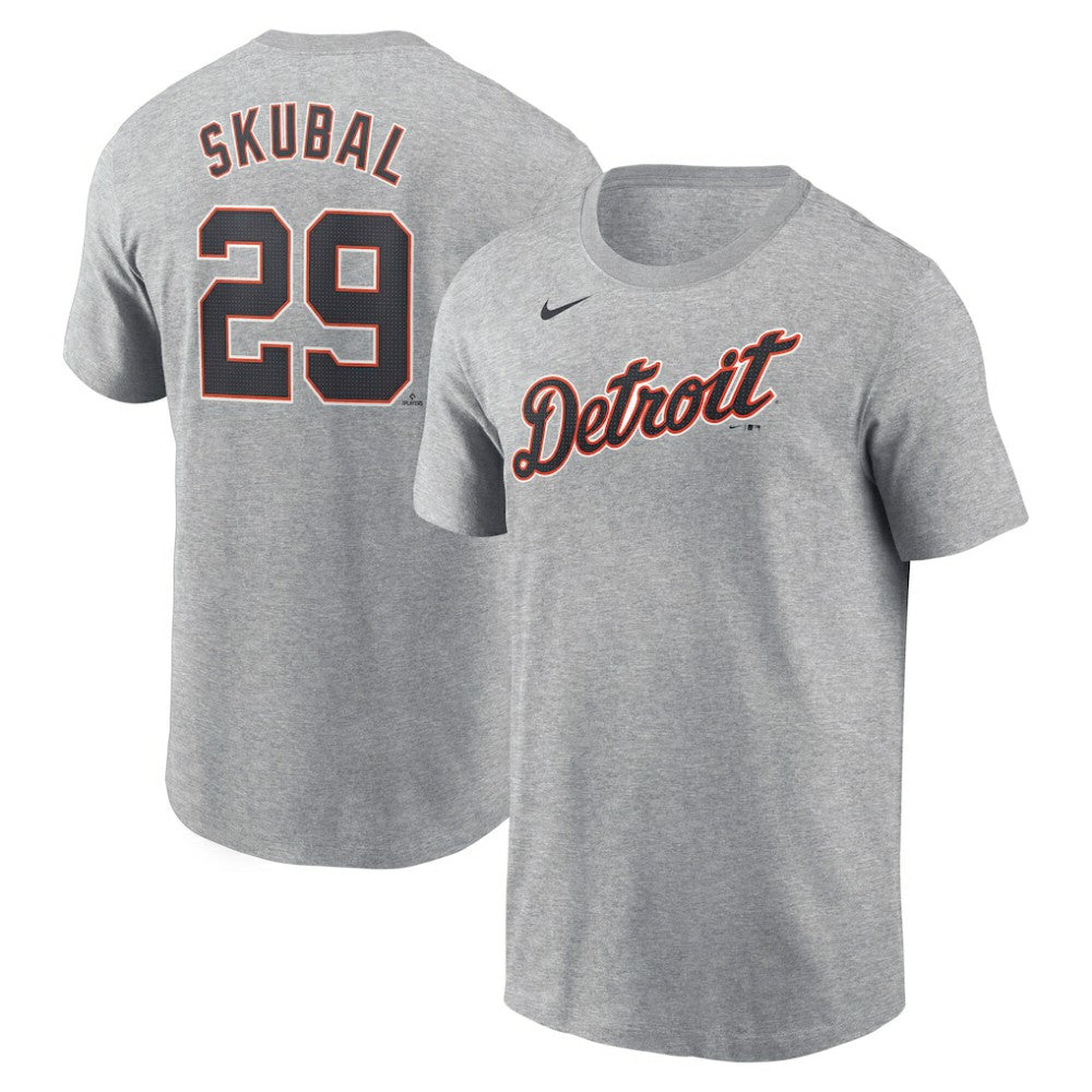 Tarik Skubal Detroit Tigers Nike Fuse Name & Number T-Shirt - Gray T-shirts