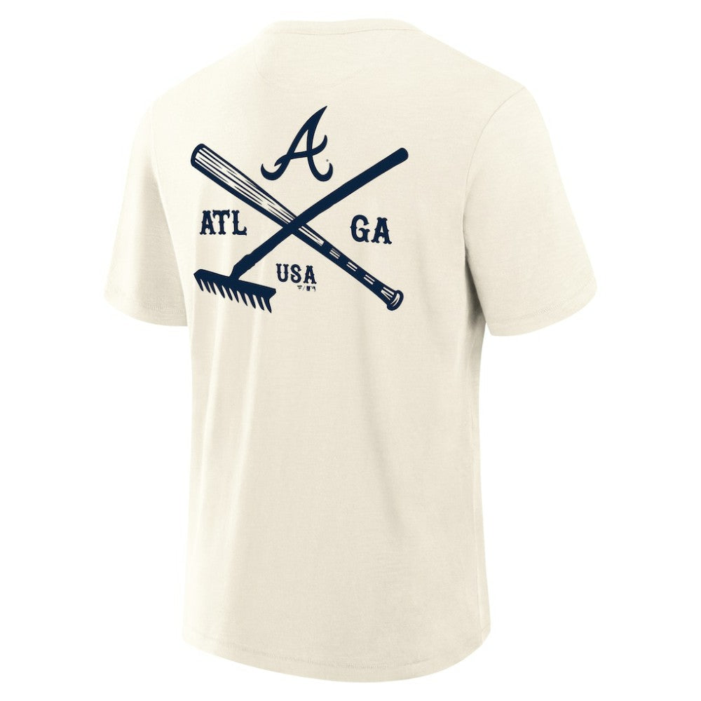 Atlanta Braves Fanatics Nostalgia Stadium Slub T-Shirt - Cream T-shirts