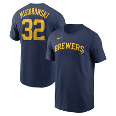 Jacob Misiorowski Milwaukee Brewers Nike Fuse Name & Number T-Shirt - Navy T-shirts