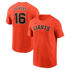 Rafael Devers San Francisco Giants Nike Name & Number T-Shirt - Orange T-shirts