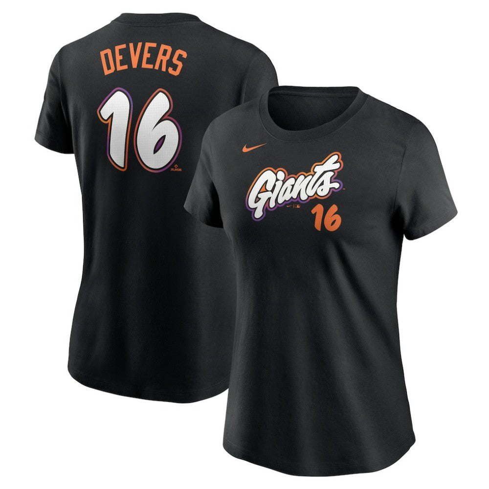Rafael Devers San Francisco Giants Nike Women's 2025 City Connect Fuse Name & Number T-Shirt - Black T-shirts