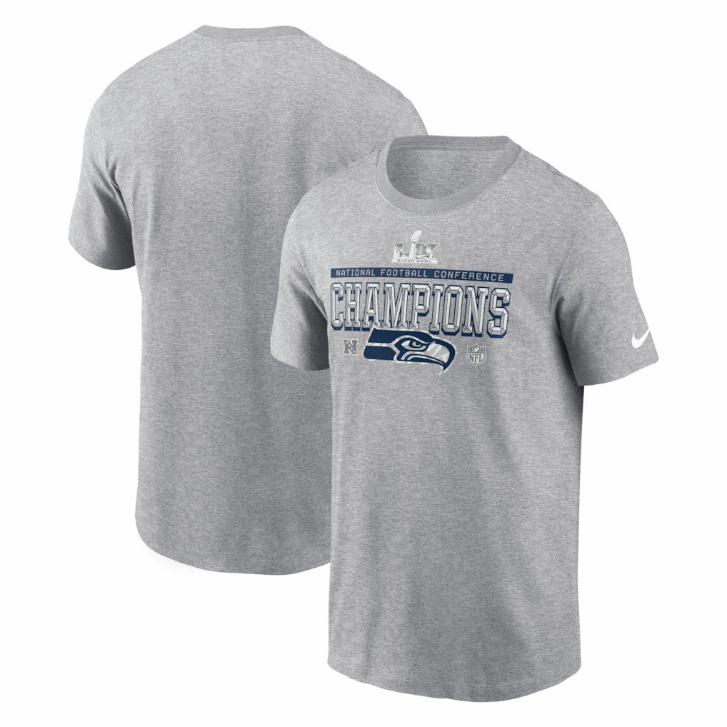 Seattle Seahawks 2025 NFC Champions Locker Room Trophy Collection T-Shirt Heather Gray