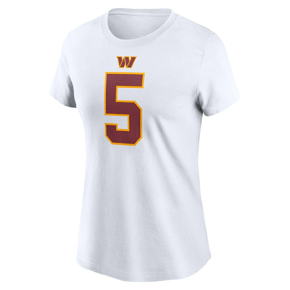 Jayden Daniels Washington Commanders Women's Super Bowl Era Name & Number T-Shirt White