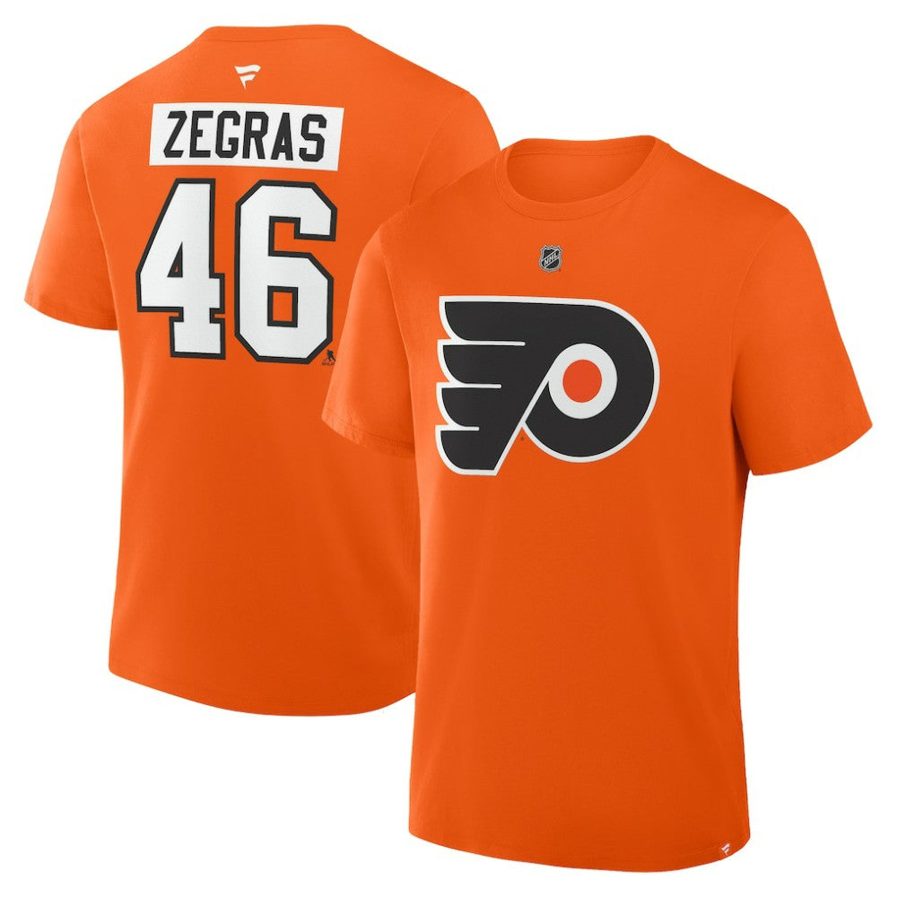 NHL Trevor Zegras Philadelphia Flyers Fanatics Authentic Stack Name & Number T-Shirt - Orange