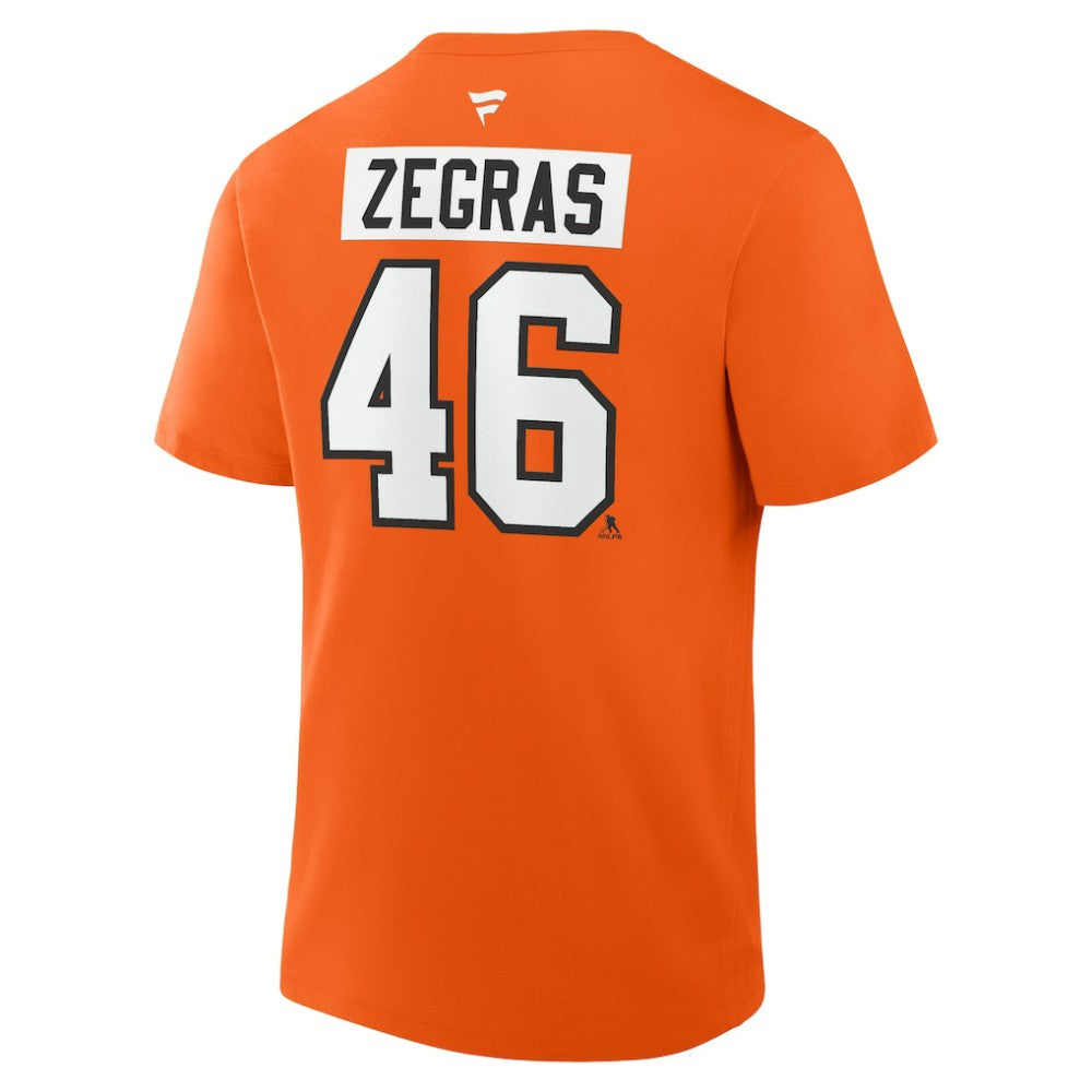 NHL Trevor Zegras Philadelphia Flyers Fanatics Authentic Stack Name & Number T-Shirt - Orange