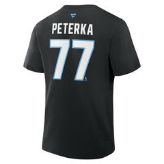 NHL JJ Peterka Utah Mammoth Fanatics Authentic Stack Name & Number T-Shirt - Black