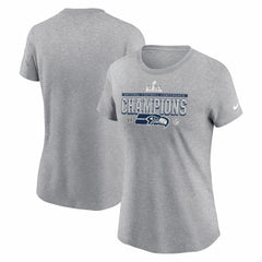 Seattle Seahawks Women's 2025 NFC Champions Locker Room Trophy Collection T-Shirt Heather Gray