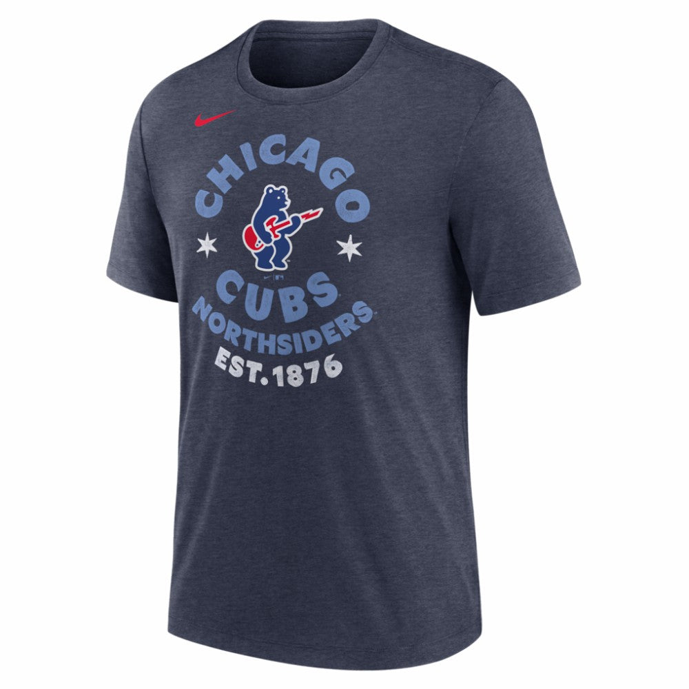 Chicago Cubs Nike Electric Bear Tri-Blend T-Shirt - Heather Navy T-shirts
