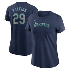 Cal Raleigh Seattle Mariners Nike Women's Cooperstown Collection Fuse Name & Number T-Shirt - Navy T-shirts