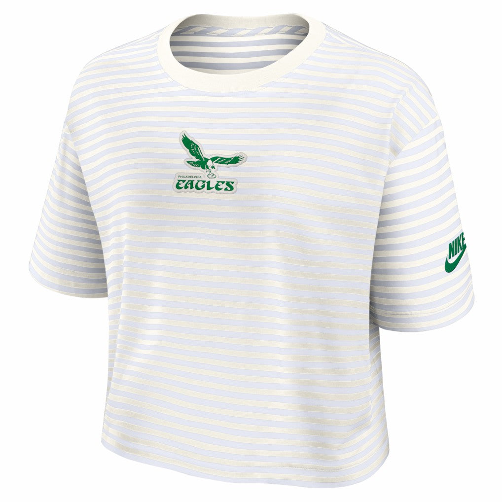 Philadelphia Eagles Women's Striped Cropped T-Shirt Yellow/Cream