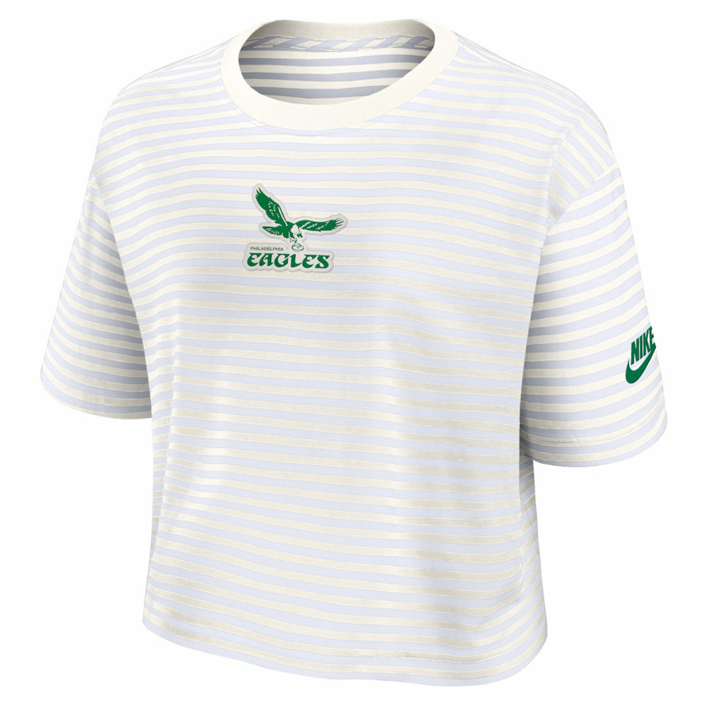 Philadelphia Eagles Women's Striped Cropped T-Shirt Yellow/Cream