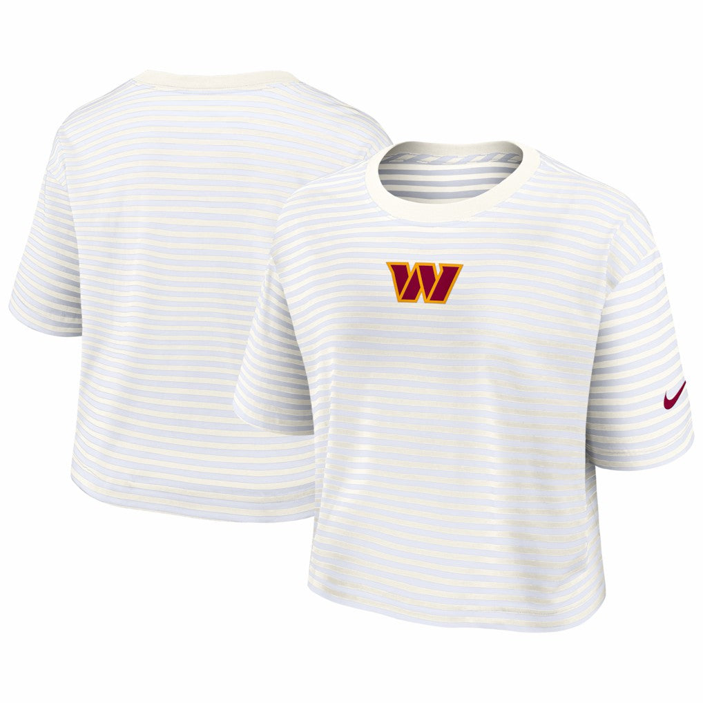 Washington Commanders Women's Striped Cropped T-Shirt Yellow/Cream