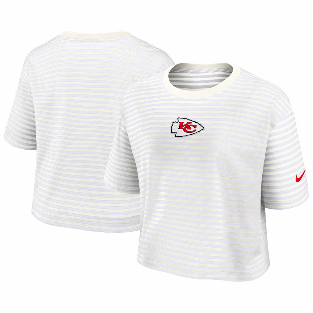 Kansas City Chiefs Women's Striped Cropped T-Shirt Yellow/Cream