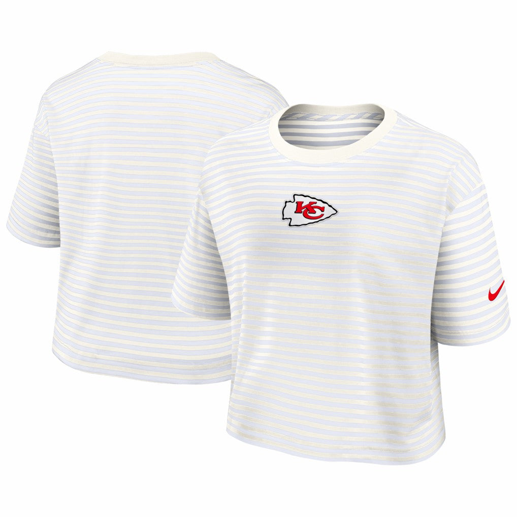 Kansas City Chiefs Women's Striped Cropped T-Shirt Yellow/Cream