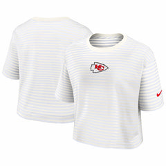 Kansas City Chiefs Women's Striped Cropped T-Shirt Yellow/Cream