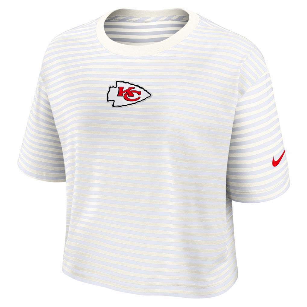 Kansas City Chiefs Women's Striped Cropped T-Shirt Yellow/Cream