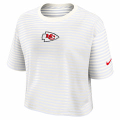 Kansas City Chiefs Women's Striped Cropped T-Shirt Yellow/Cream