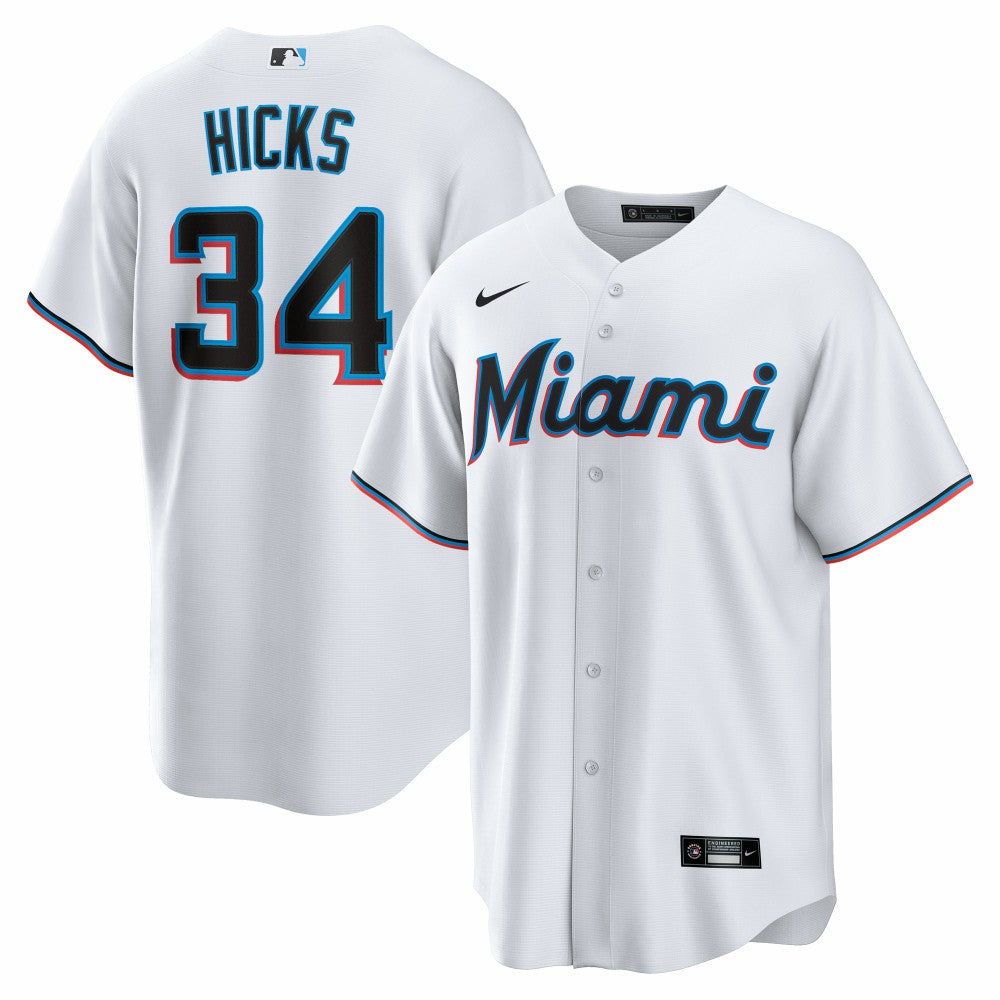 Liam Hicks Miami Marlins Nike Home Replica Jersey - White Jerseys