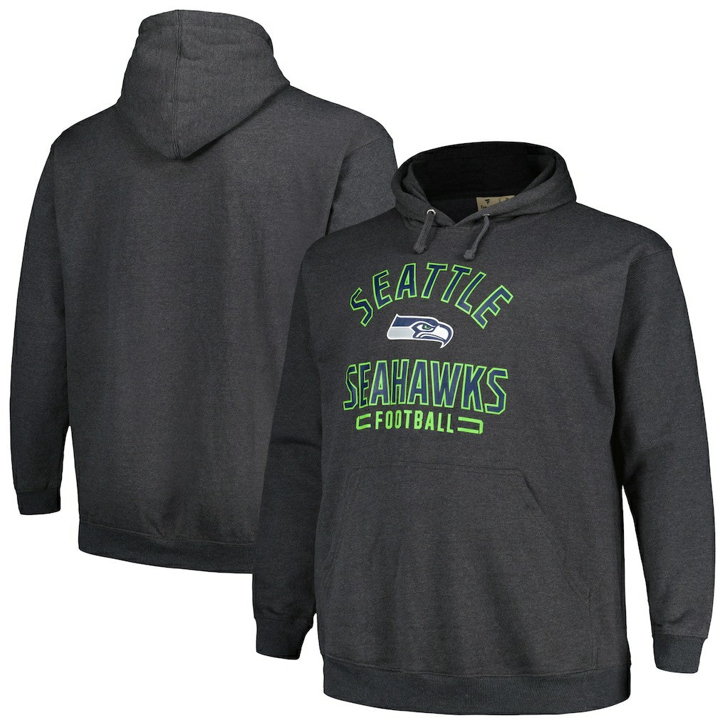 Seattle Seahawks Big & Tall Pullover Hoodie Heather Charcoal