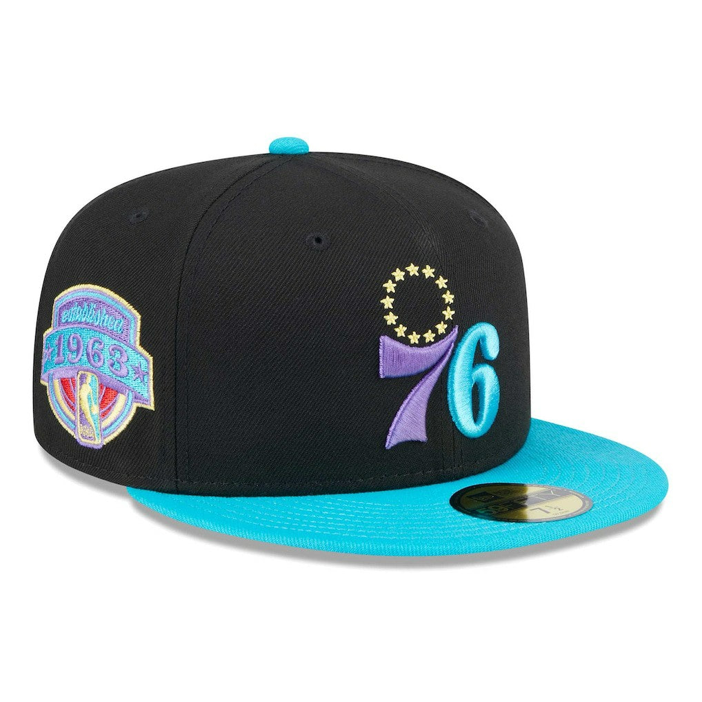 Philadelphia 76ers Arcade Scheme 59FIFTY Fitted Hat Black/Turquoise