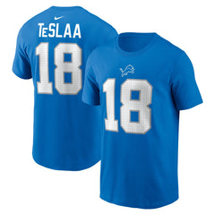 Isaac TeSlaa Detroit Lions Name & Number T-Shirt Blue