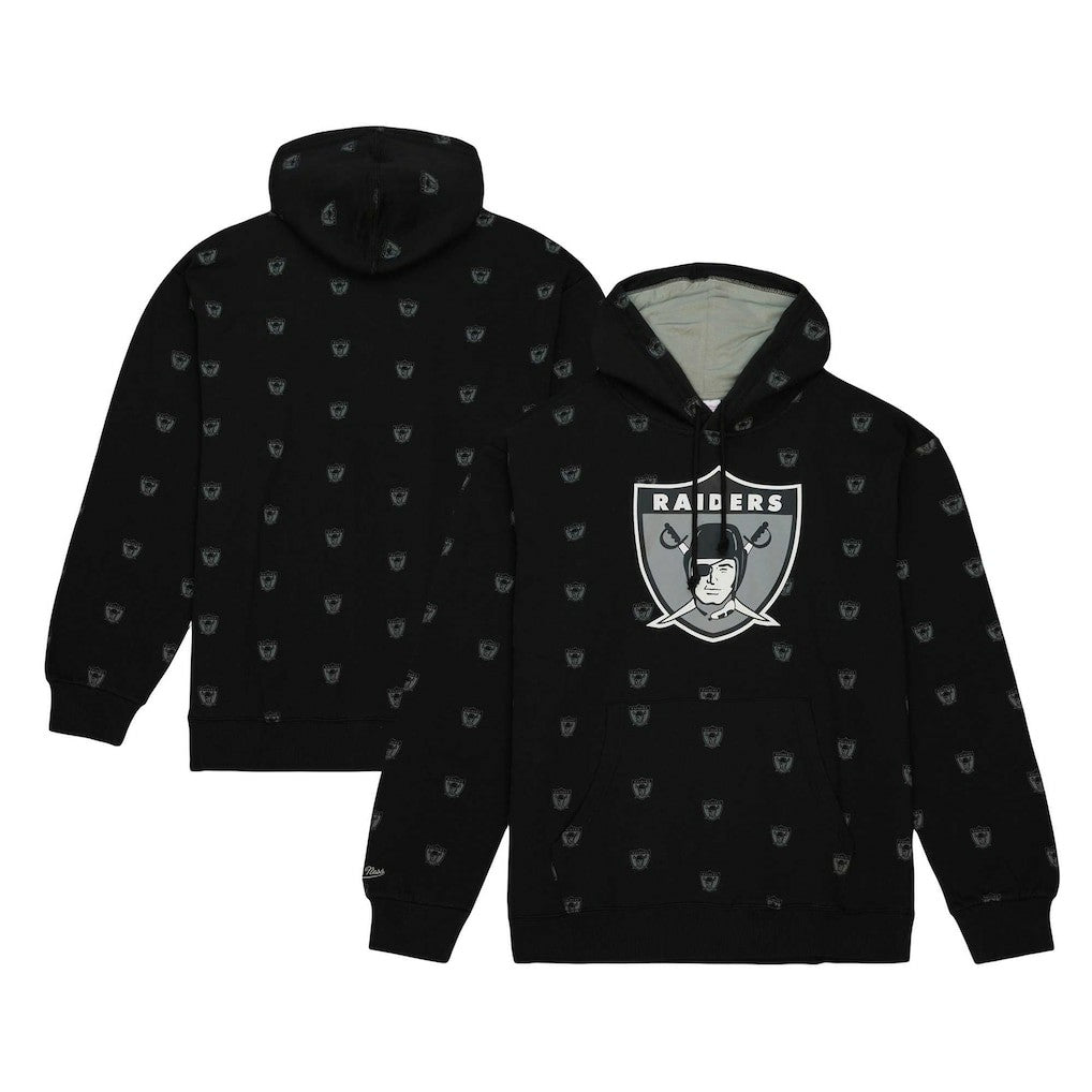 Las Vegas Raiders Allover Print Fleece Pullover Hoodie Black