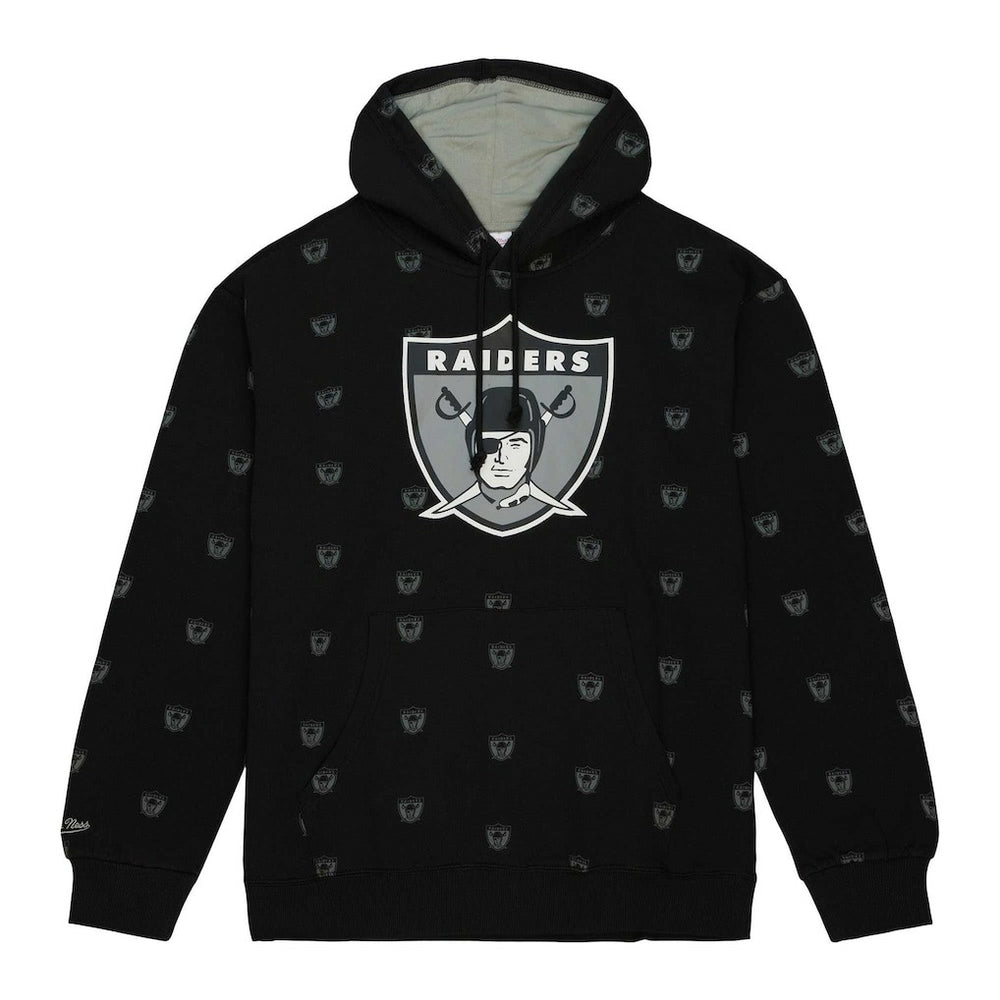 Las Vegas Raiders Allover Print Fleece Pullover Hoodie Black