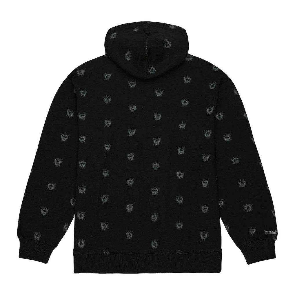 Las Vegas Raiders Allover Print Fleece Pullover Hoodie Black
