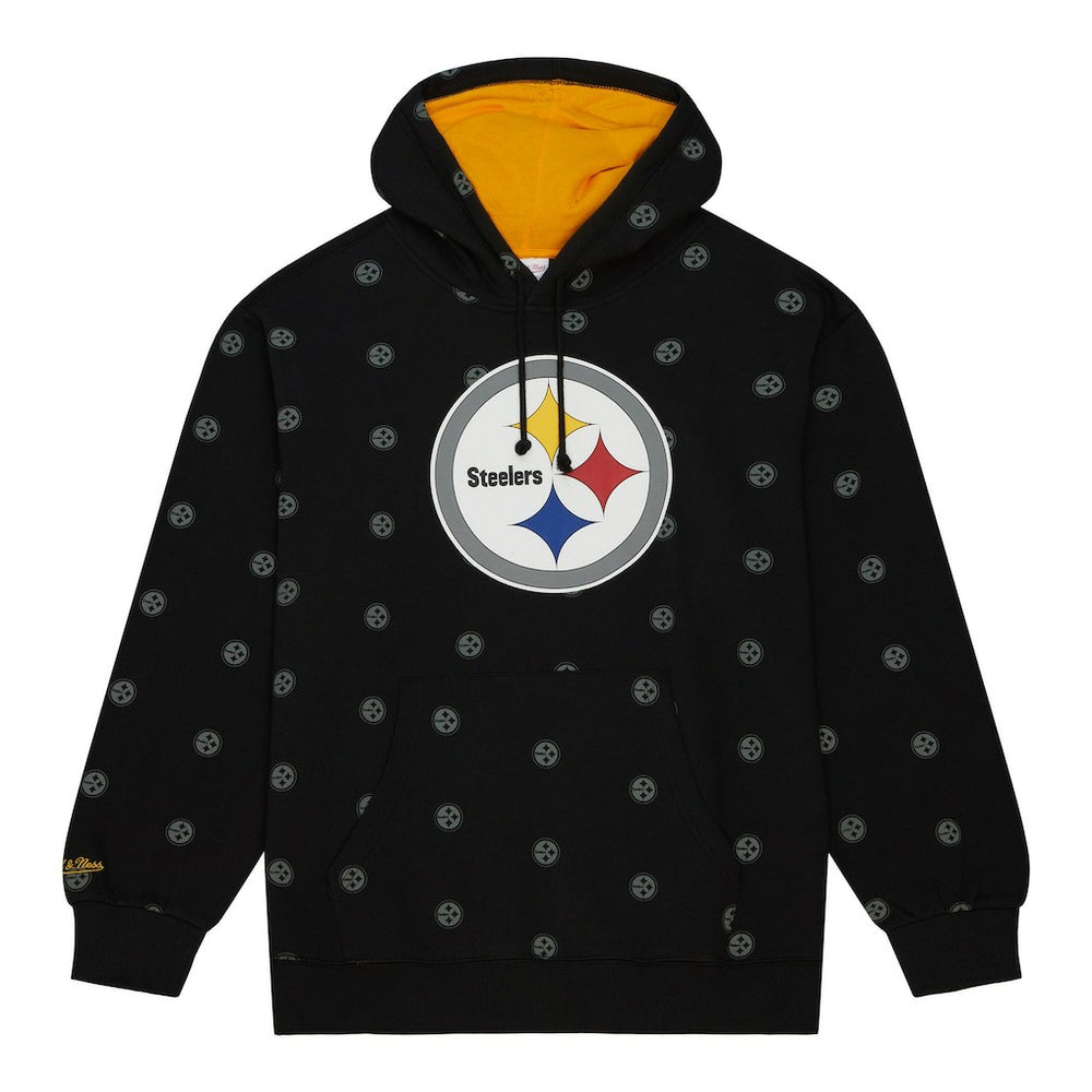 Pittsburgh Steelers Allover Print Fleece Pullover Hoodie Black