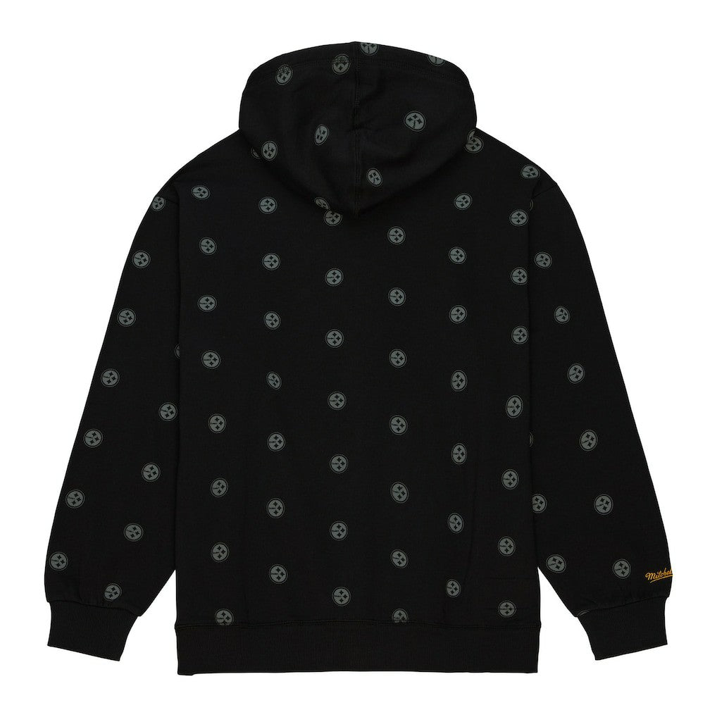 Pittsburgh Steelers Allover Print Fleece Pullover Hoodie Black
