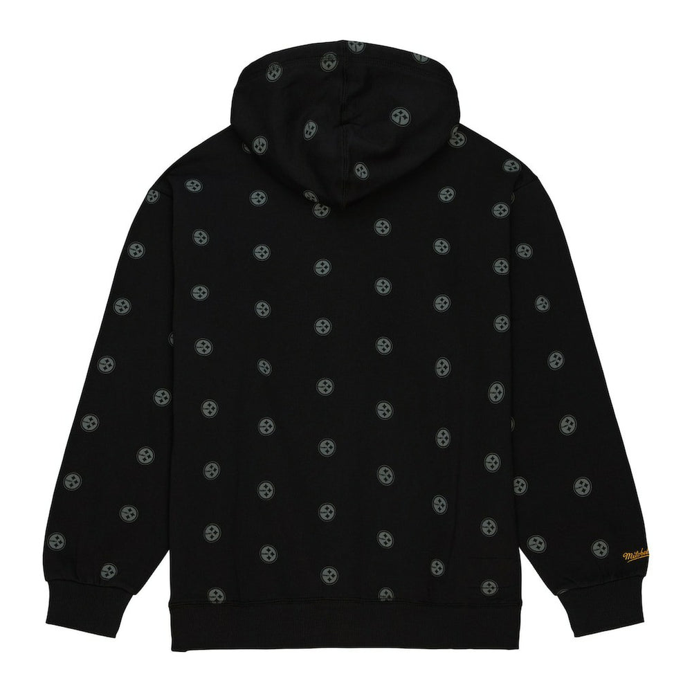 Pittsburgh Steelers Allover Print Fleece Pullover Hoodie Black