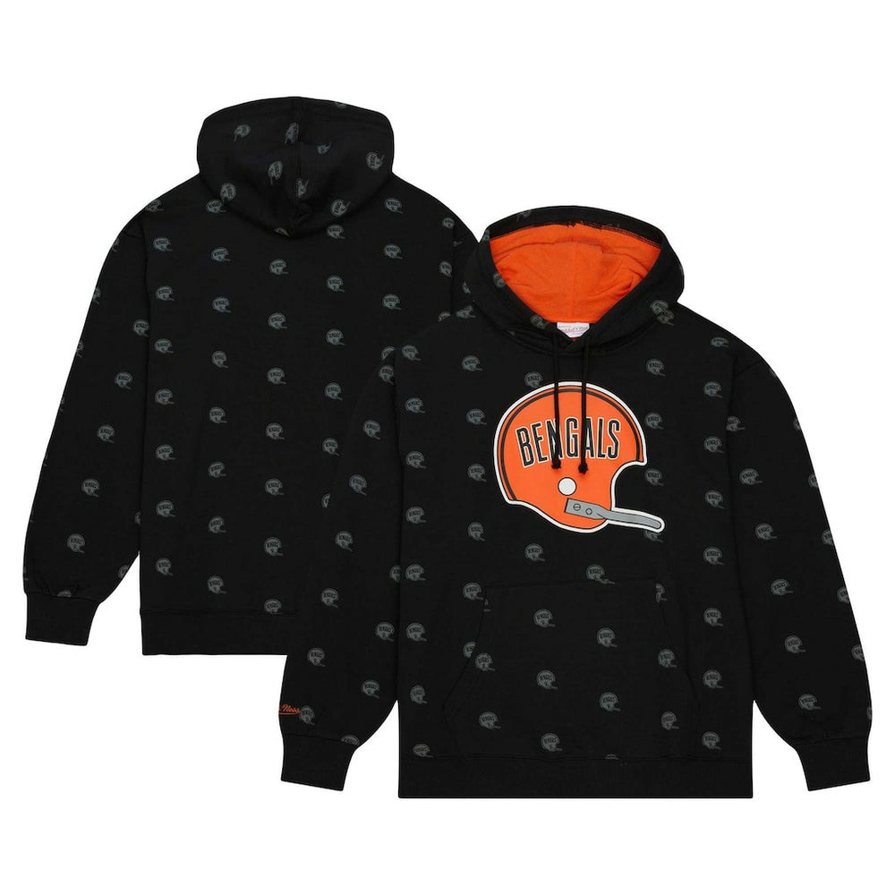 Cincinnati Bengals Allover Print Fleece Pullover Hoodie Black