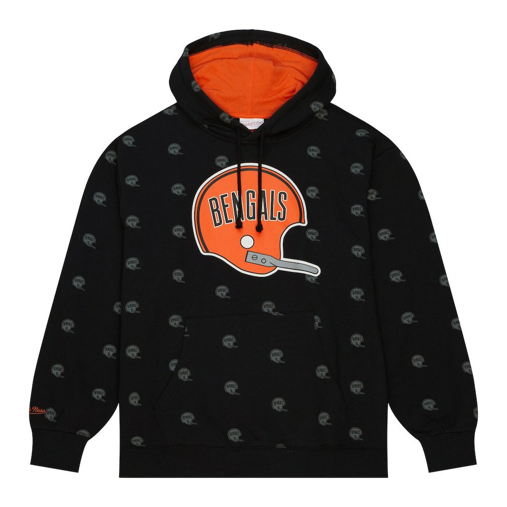 Cincinnati Bengals Allover Print Fleece Pullover Hoodie Black